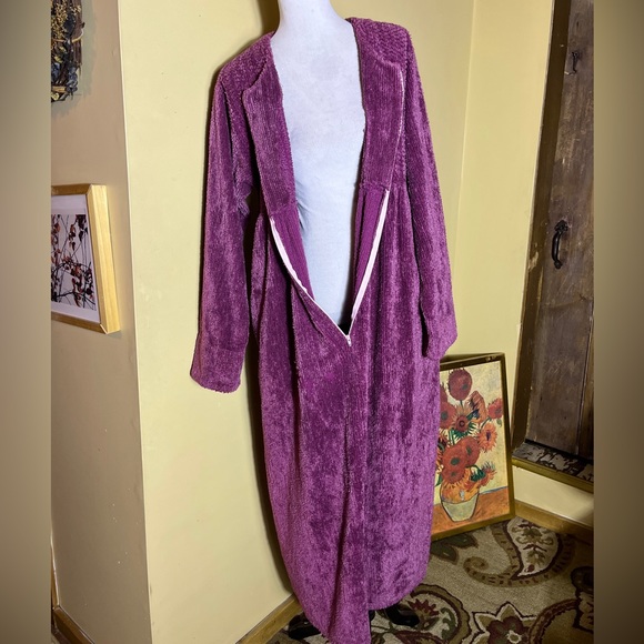 STAN HERMAN Chenille Robe Rose Pink Size XL Vintage Half-Zip Pockets Soft Cozy - Picture 3 of 14